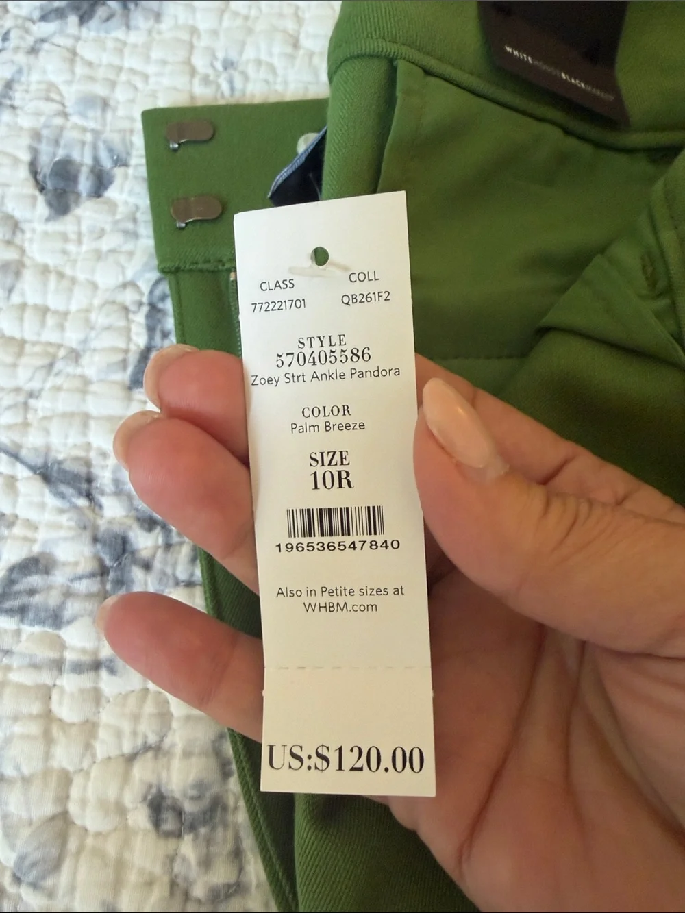 White House Black Market Green Straight-Leg Dress Trousers - Picture 3 of 8